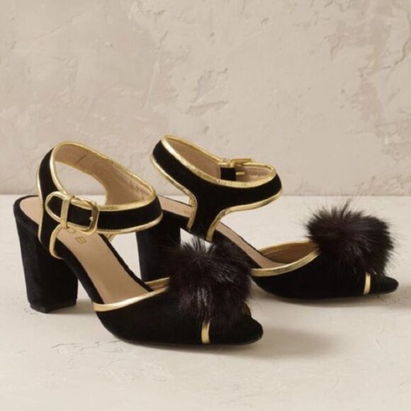 Anthropologie Cleo B Pom Pom Heels - Picture 1 of 5